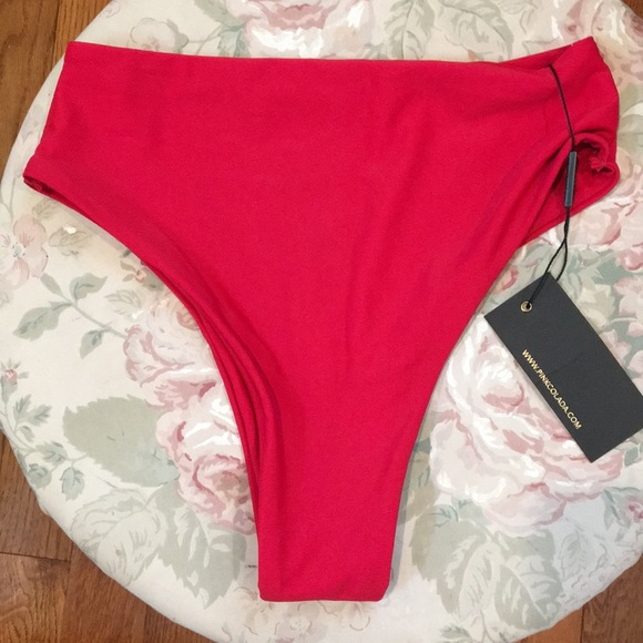 PINK COLADA HIGH RISE BIKINI BOTTOM NWT - Picture 2 of 3